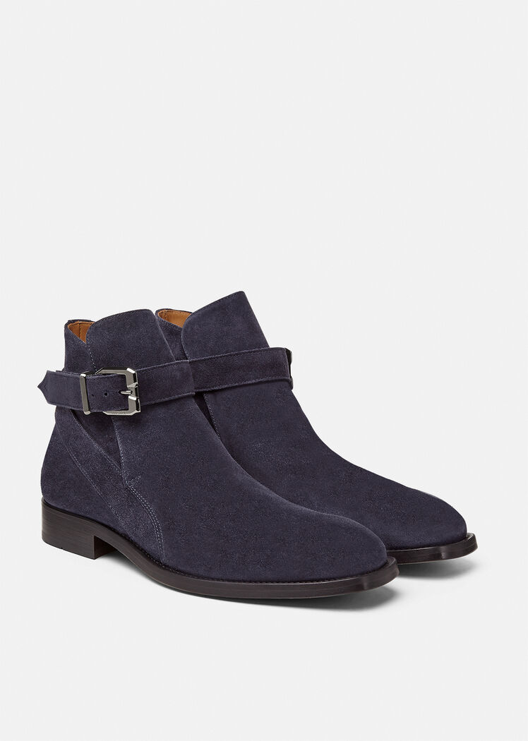 Giày Versace Suede Ankle Boots Navy 1000785-1A00634-1U83B - Ảnh 3