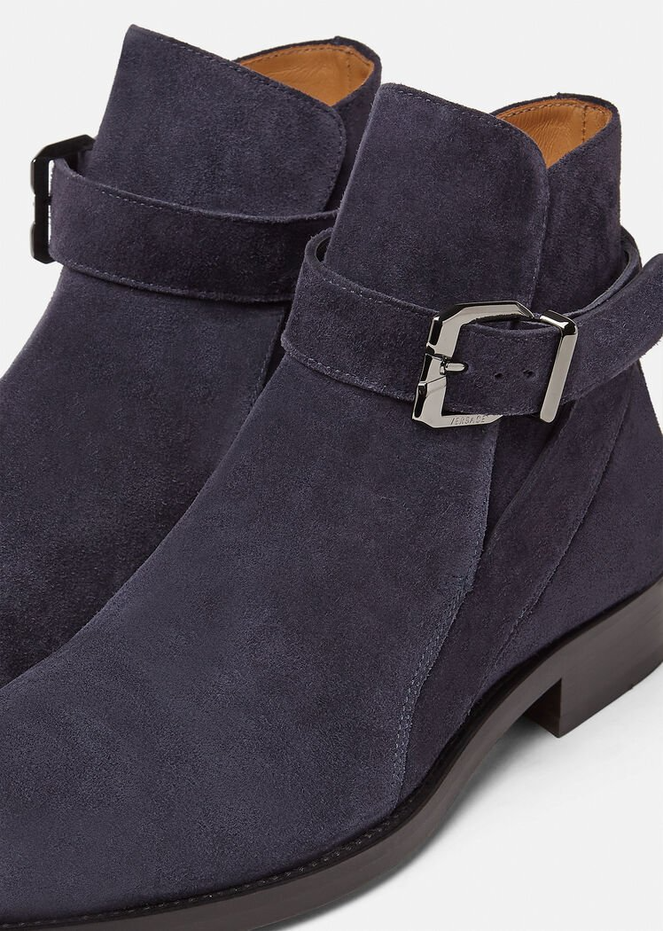 Giày Versace Suede Ankle Boots Navy 1000785-1A00634-1U83B - Ảnh 2