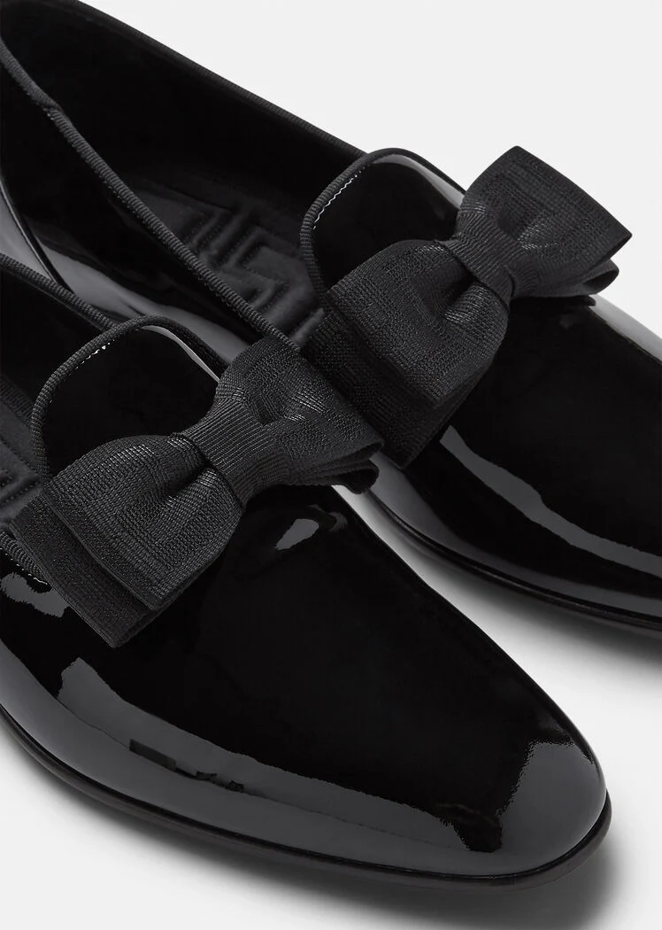 Giày Versace Leather Bow Slippers Black 1003699-1A02333-1B000 - Ảnh 4