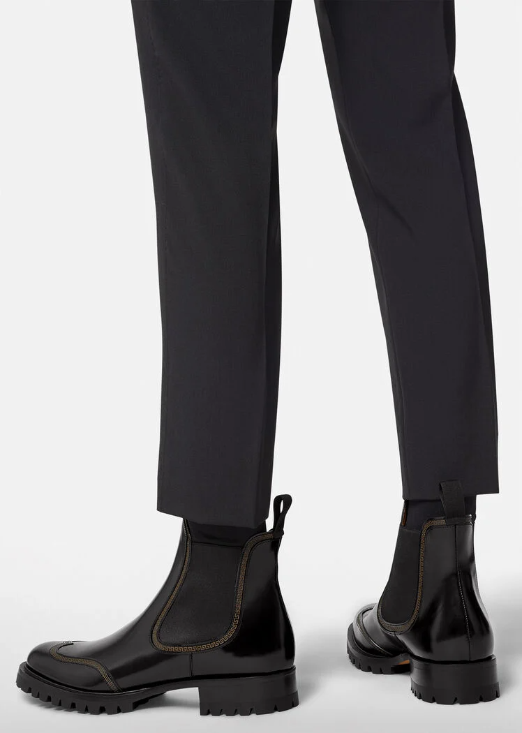 Giày Versace Leather Chelsea Boots Black 1000777-D9VAC-1B000 - Ảnh 5