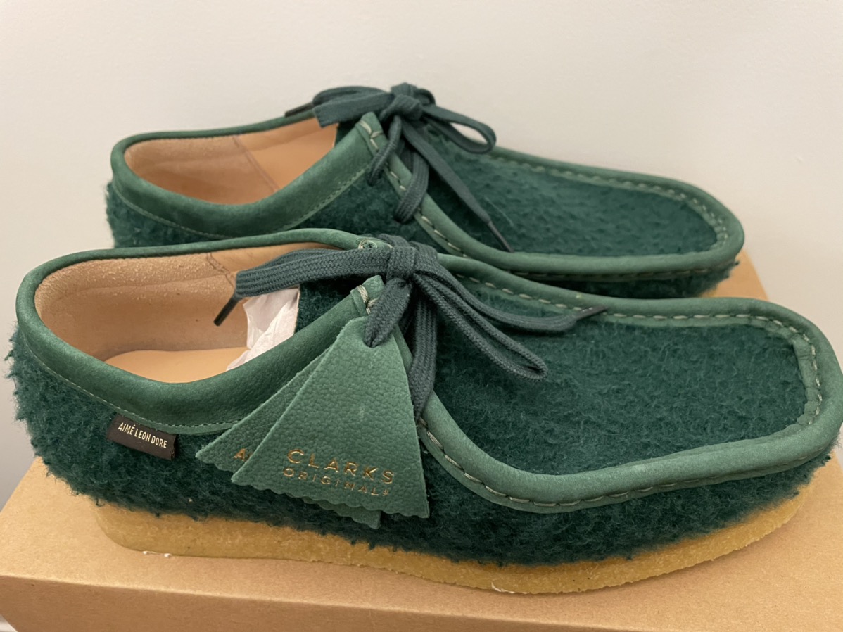 Giay Clarks x Aime Leon Dore Wallabee Casentino Wool 'Dark Green' 261-60880