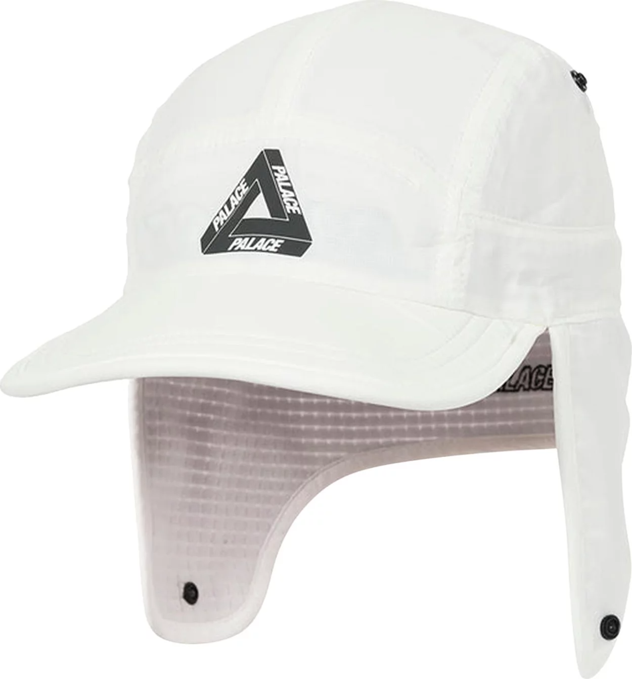 Mu Palace Grid Fleece Reversible Earflap Hat 'White'