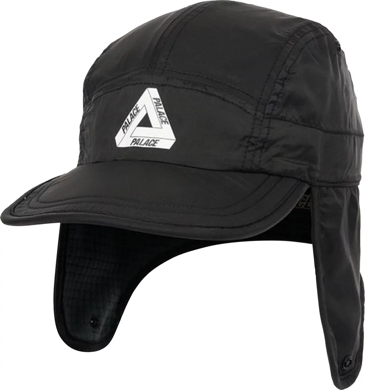 Mu Palace Grid Fleece Reversible Earflap Hat 'Black'