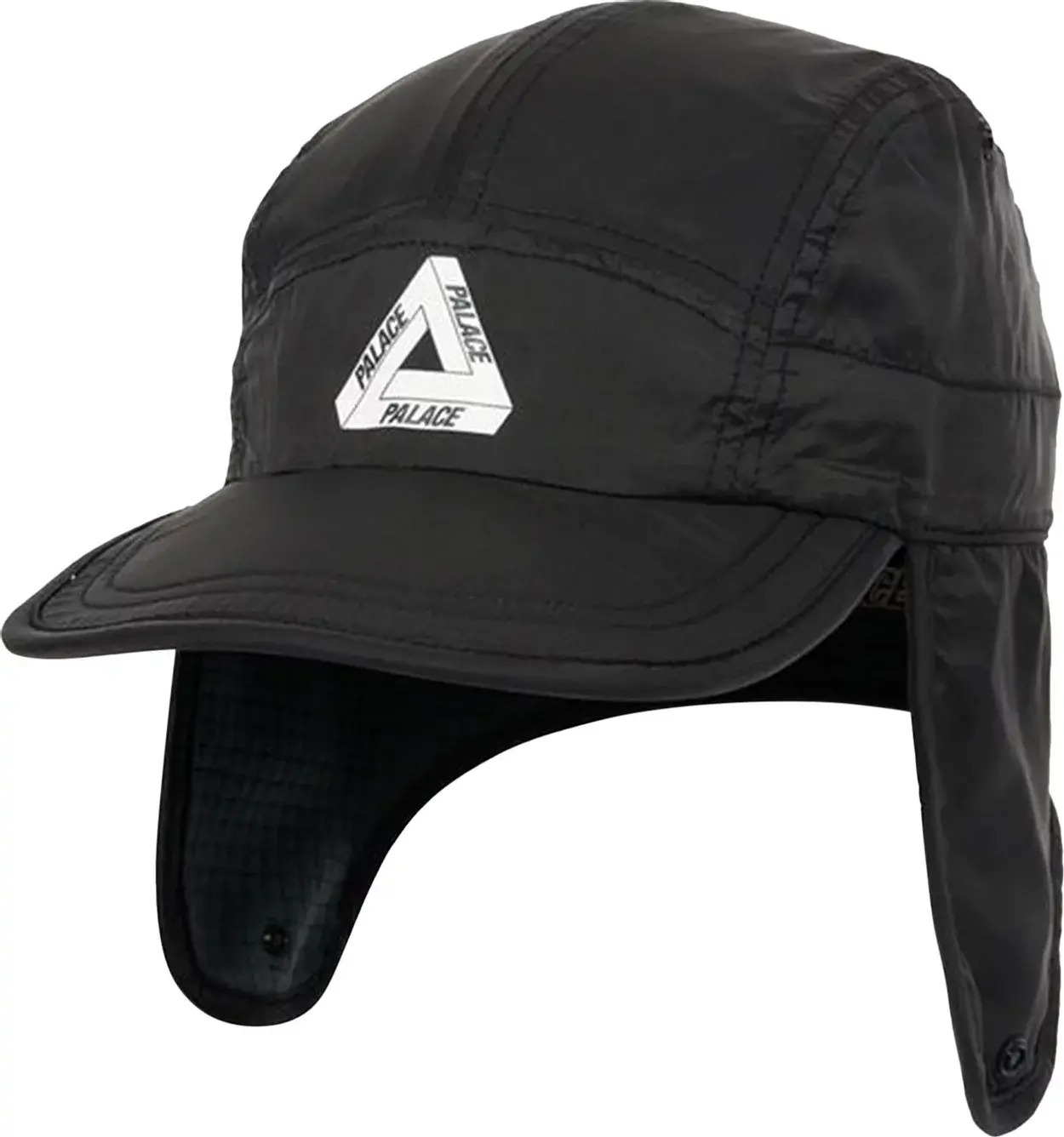 Mu Palace Grid Fleece Reversible Earflap Hat 'Black'