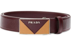 Thắt Lưng Prada Logo Buckle Burgundy Calfskin Belt 1CC2918NQF0007