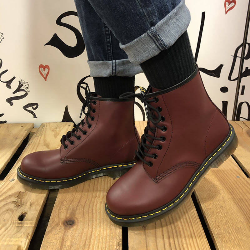 Giày Dr. Martens 1460 Cherry Red Smooth Leather Ankle Boots 11822600 - Ảnh 4