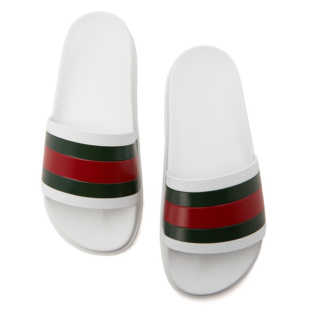 Dép Gucci Web Slide Sandal White 429469 GIB10 9079 - Ảnh 4