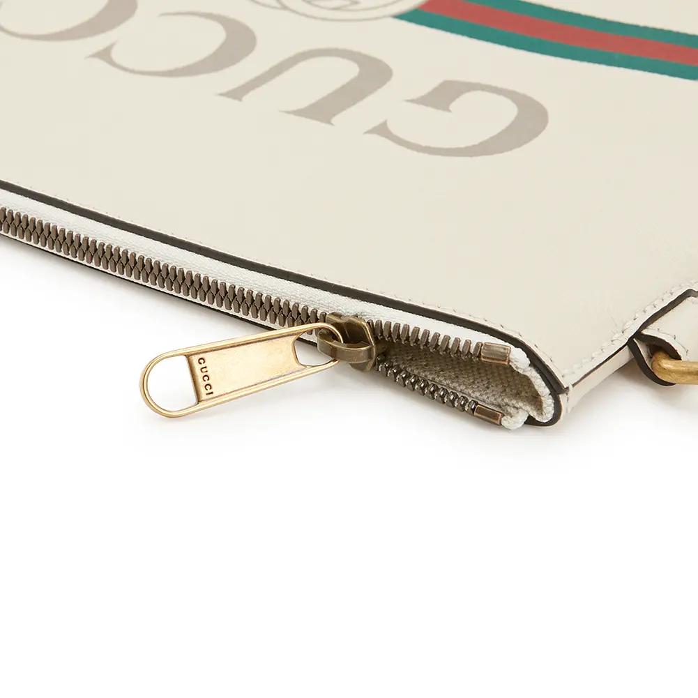 Alternative view of Túi Gucci White Leather Print Clutch Item 572770 0Y2AT 8820