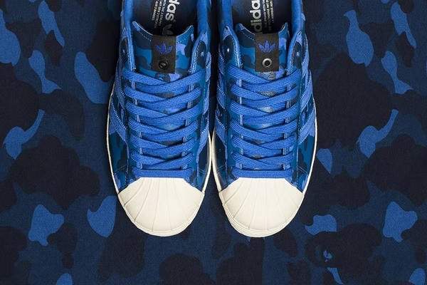 Giày Adidas Superstar 80s 'Undefeated Bape Blue Camo' S74775 - Ảnh 5