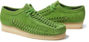 Giay Clarks x Supreme Woven Wallabee 'Green' 261-60848