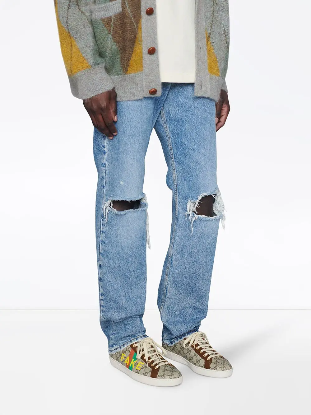 Alternative view of Giày Gucci Ace 'Fake Not Print' 636358 2GC10 8260