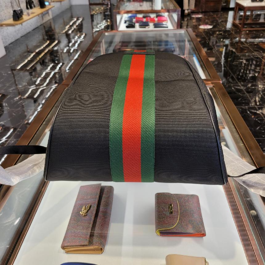 Balo Gucci Backpack Web Stripe Canvas Black 630918 KWTJN 8251 - Ảnh 3