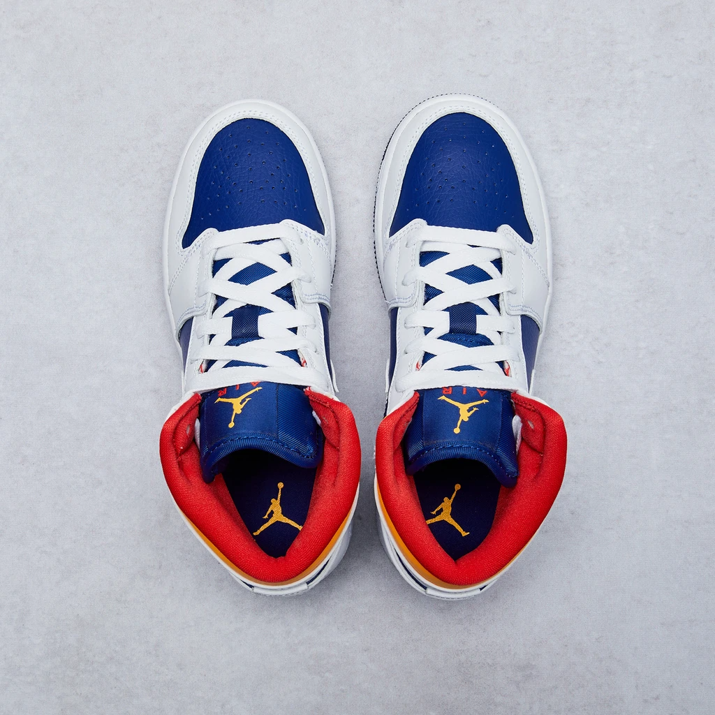 Giày Nike Air Jordan 1 Mid GS 'White Deep Royal Blue' 554725-131 - Ảnh 10