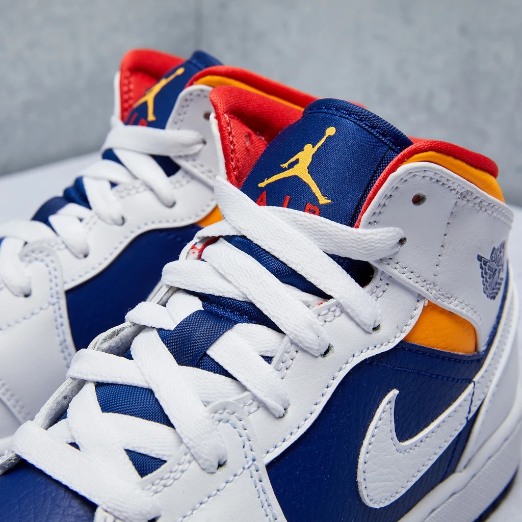 Giày Nike Air Jordan 1 Mid GS 'White Deep Royal Blue' 554725-131 - Ảnh 9