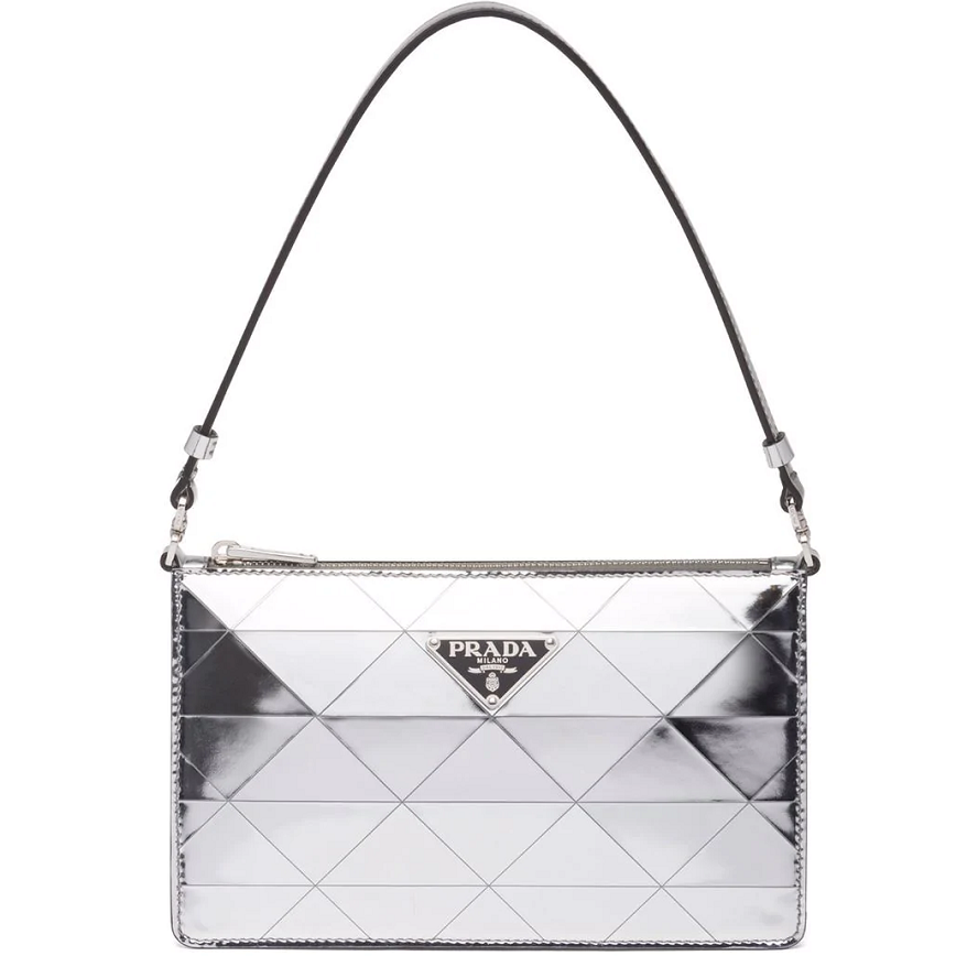 Tui Prada Brushed Cleo Shoulder Bag 'Silver' 1BC155-2D0F-F0118-V-OSM