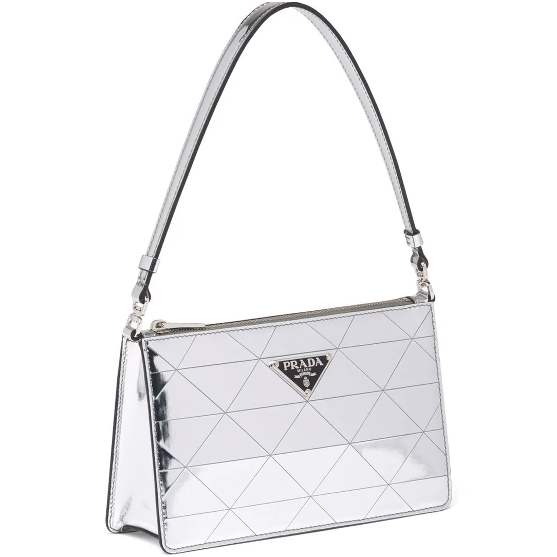 Tui Prada Brushed Cleo Shoulder Bag 'Silver' 1BC155-2D0F-F0118-V-OSM
