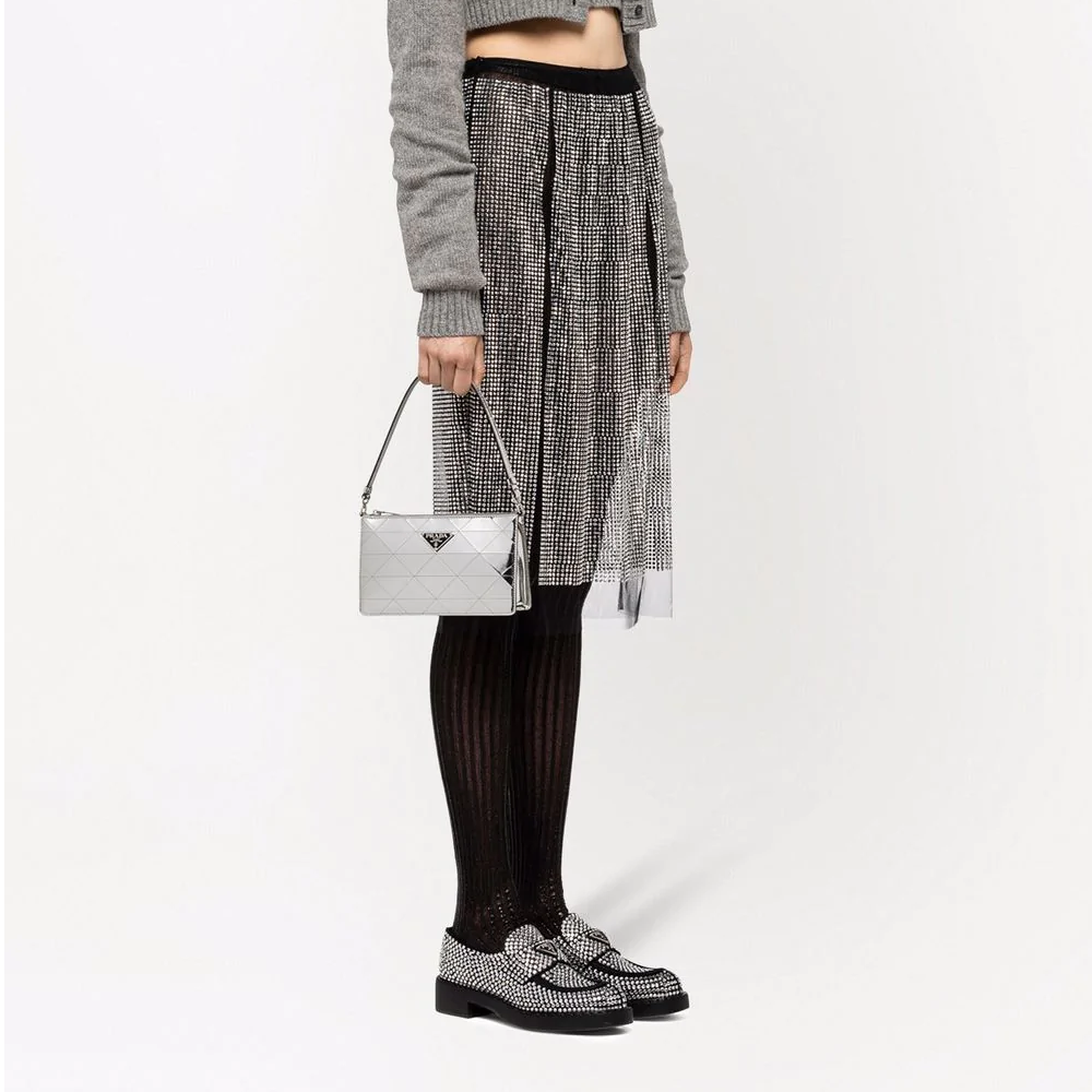 Tui Prada Brushed Cleo Shoulder Bag 'Silver' 1BC155-2D0F-F0118-V-OSM