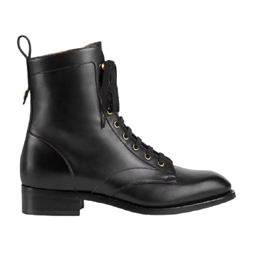 Giày Gucci Mens Lace Up Ankle Boot Black Leather 680813-1W600-1000
