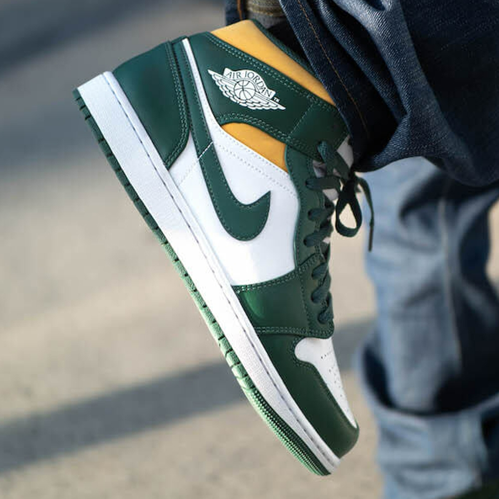Giày Nike Air Jordan 1 Mid 'Green Yellow' 554724-371 - Ảnh 2