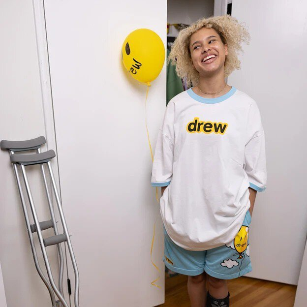 Áo Drew House Oversized Secret SS Ringer Tee White Sea Blue - Ảnh 2