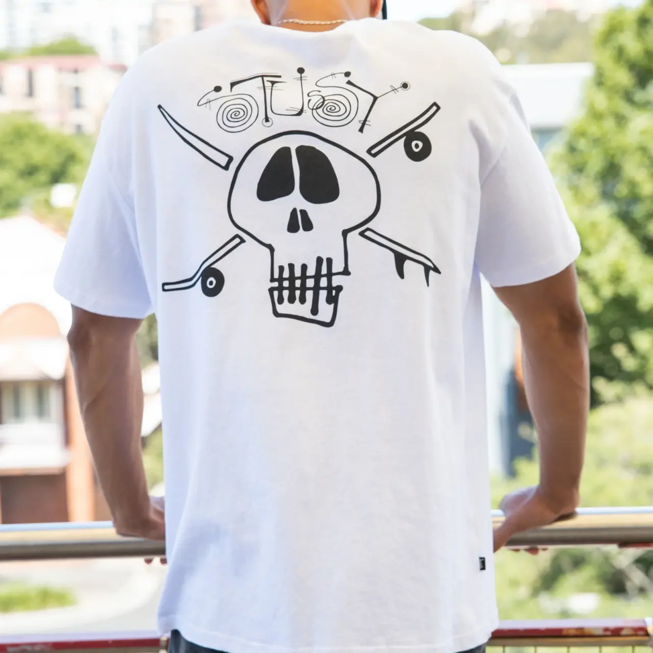 Ao Stussy Surf Skate Skull T-Shirt 'White'