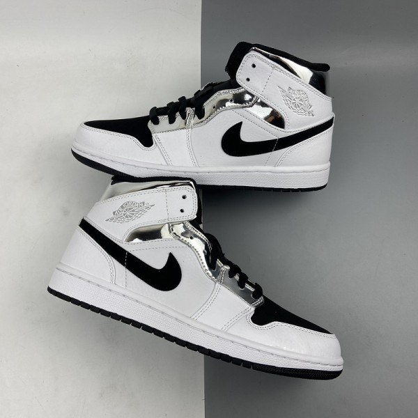 Giày Nike Air Jordan 1 Mid 'White Silver' 554724-121 - Ảnh 4