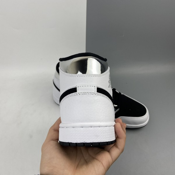Giày Nike Air Jordan 1 Mid 'White Silver' 554724-121 - Ảnh 5