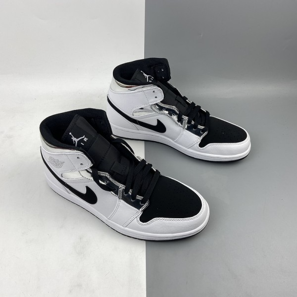 Giày Nike Air Jordan 1 Mid 'White Silver' 554724-121 - Ảnh 7