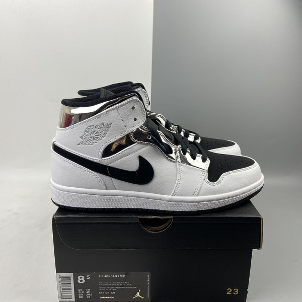 Giày Nike Air Jordan 1 Mid 'White Silver' 554724-121 - Ảnh 8