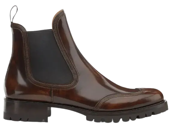 Giày Versace Leather Chelsea Boots Beige 1000777-1A00599-1K260
