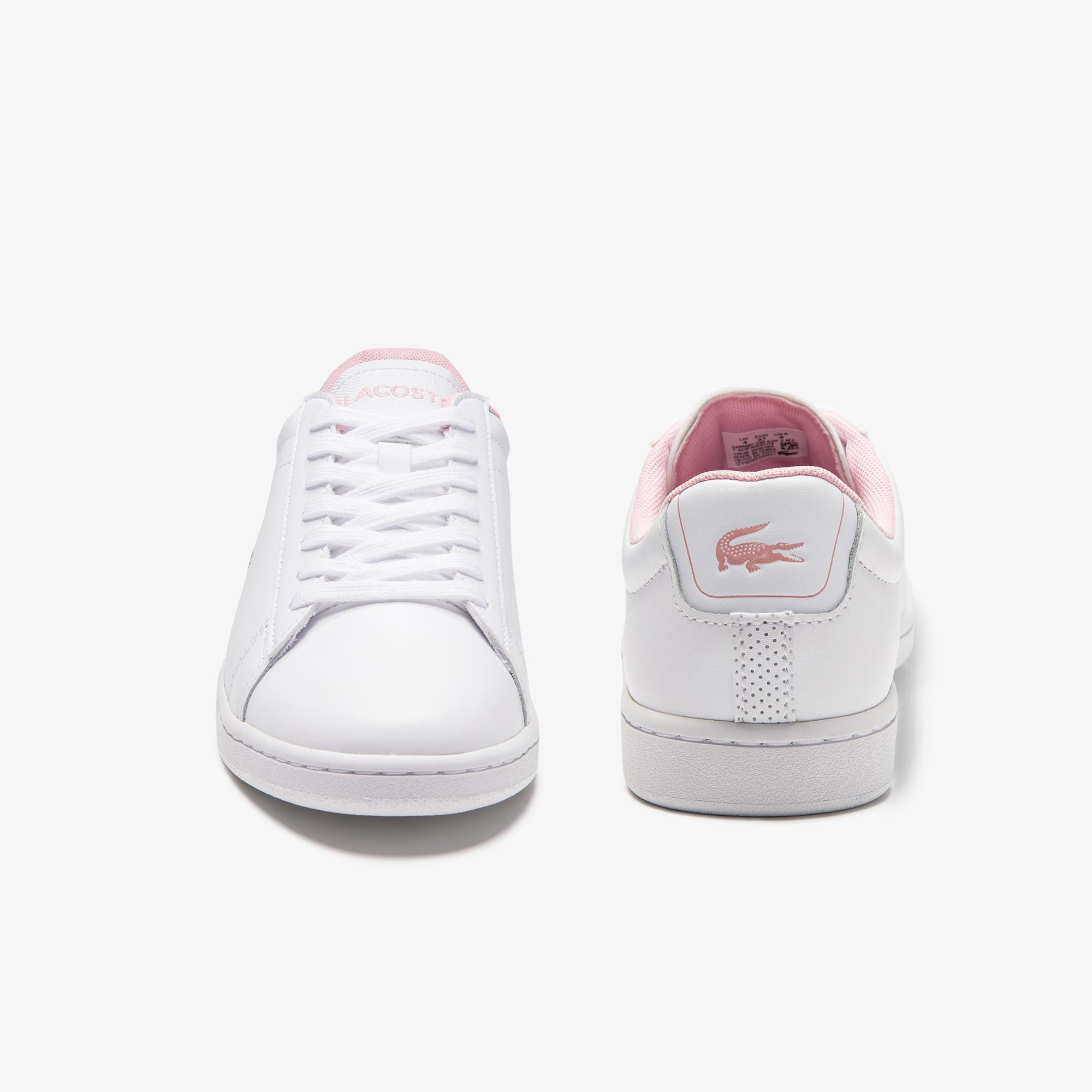 Giày Lacoste Women's Carnaby Evo Leather and Synthetic Sneakers White Pink 740SFA0037-1Y9 - Ảnh 4