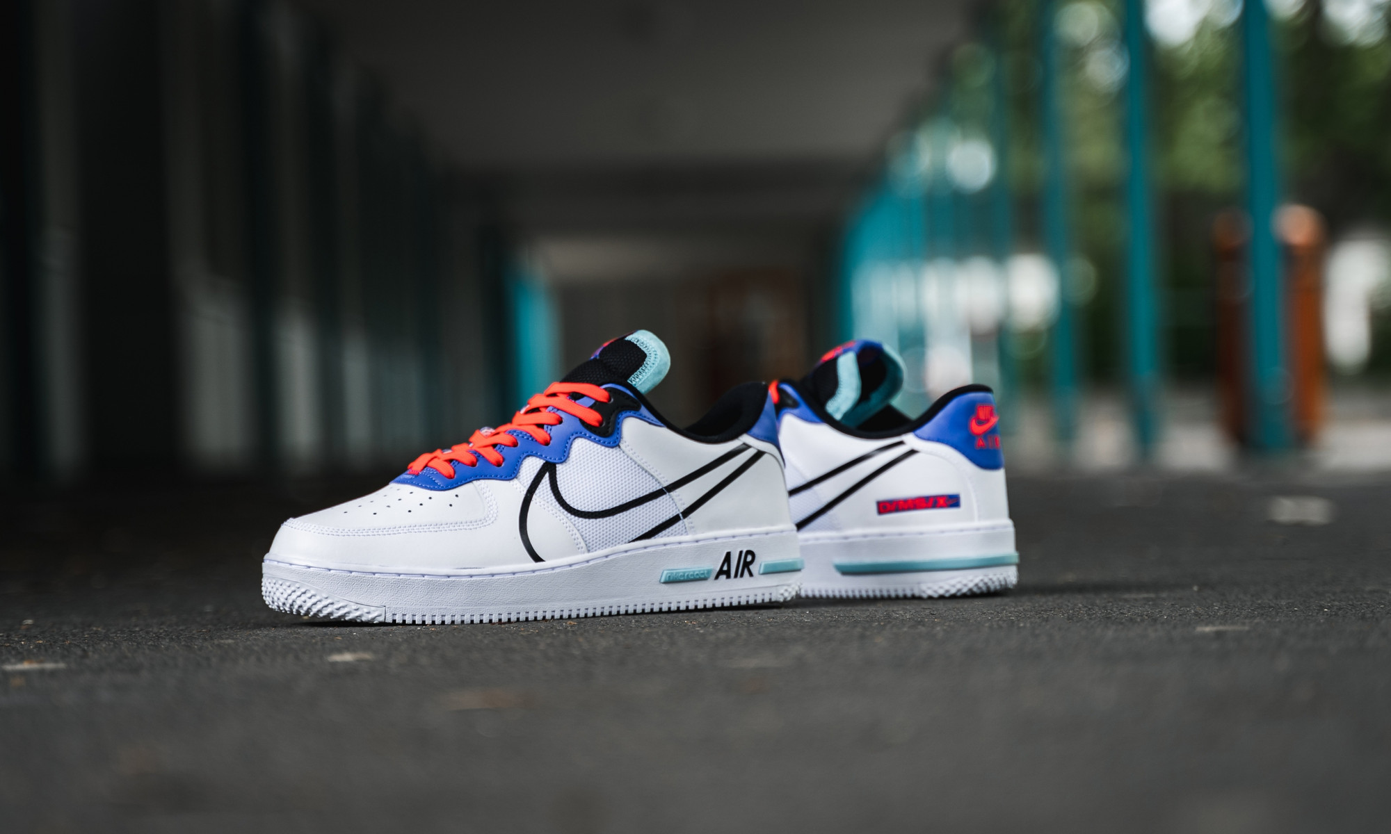 Giày Nike Air Force 1 Low React White Astronomy Blue Laser Crimson CT1020-102 - Ảnh 3