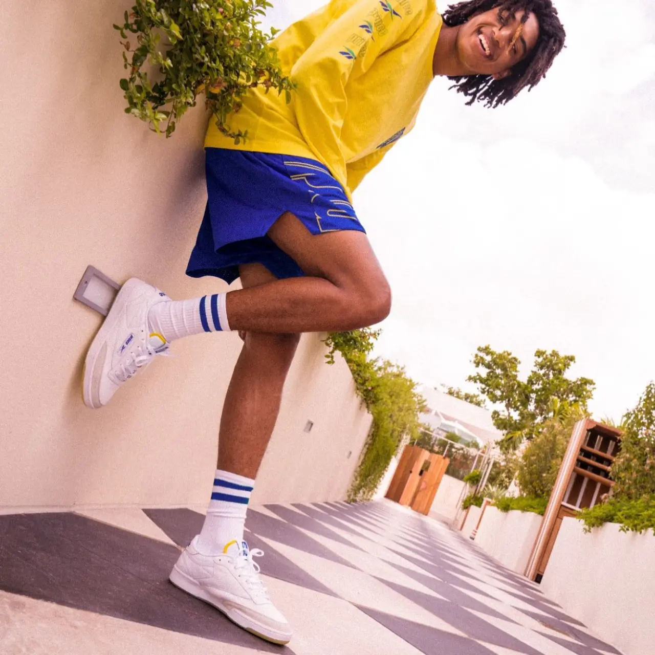 Giay Reebok Club C 85 x Prince 'White Bright Cobalt' GY8052