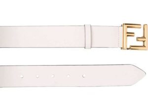 Alternative view of Thắt Lưng Fendi White Leather FF Gold Logo Plaque Buckle Belt 8C0649AA1LF1EXX