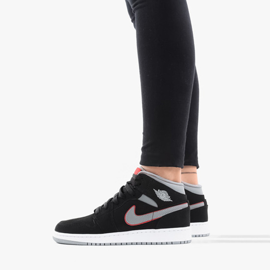 Giày Nike Air Jordan 1 Mid GS 'Black Particle Grey' 554725-060 - Ảnh 3