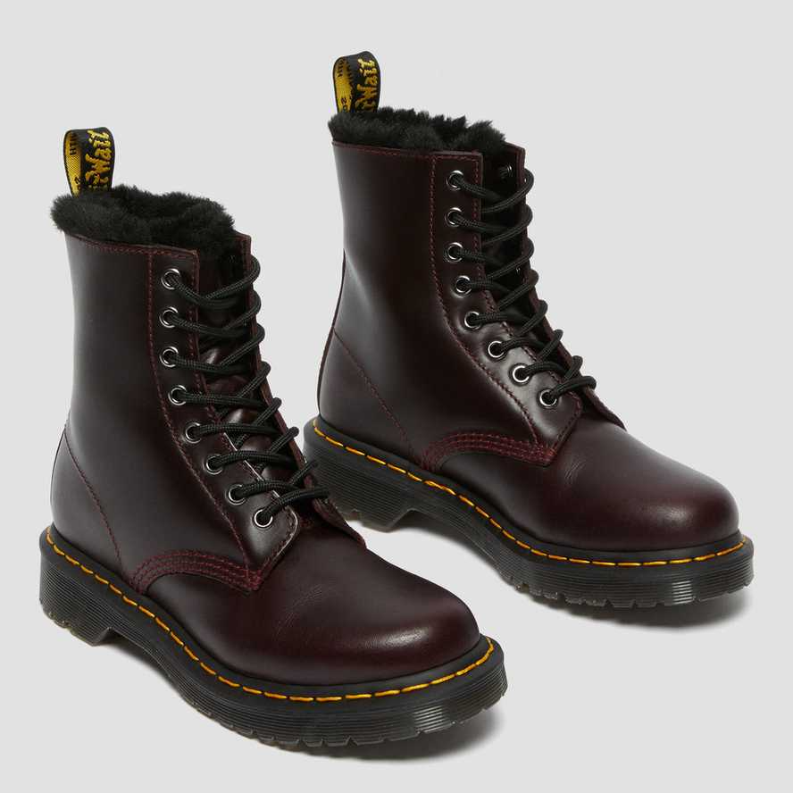 Giày Dr.Martens 1460 Serena Faux Fur Lined Lace Up 'Cherry' 26238601 - Ảnh 2