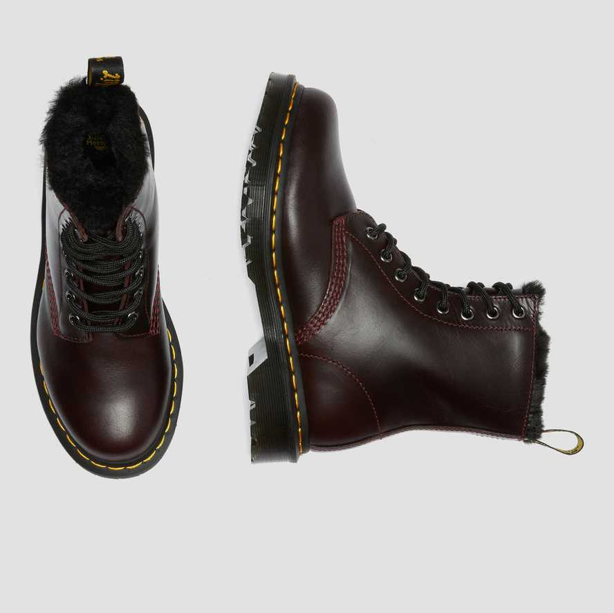 Giày Dr.Martens 1460 Serena Faux Fur Lined Lace Up 'Cherry' 26238601 - Ảnh 4