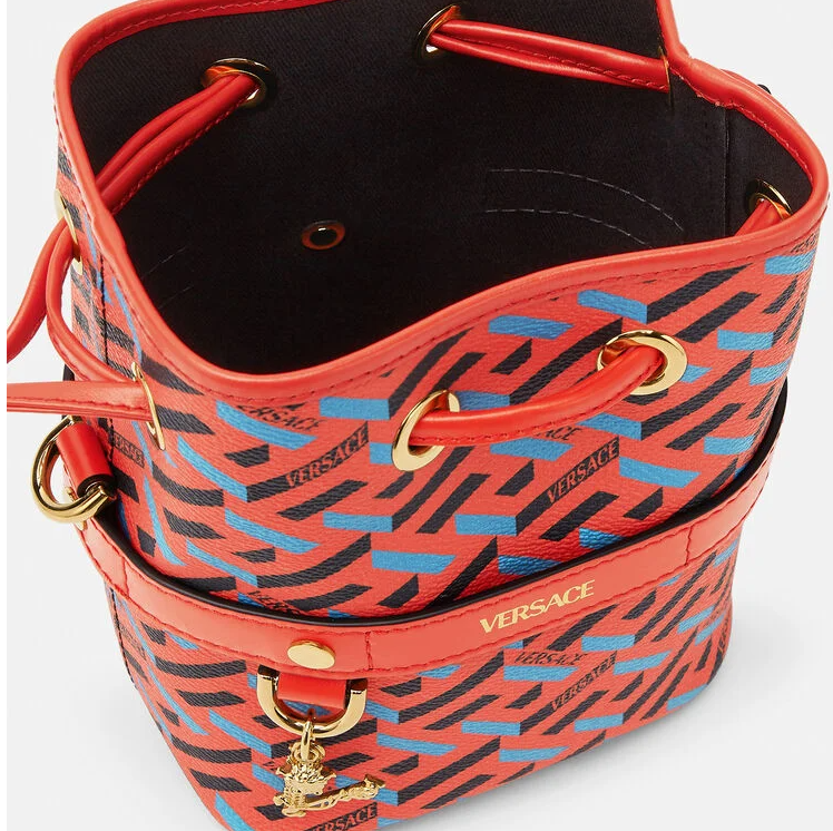 Túi Versace La Greca Signature Mini Bucket Blue Red 1001856-1A01444-5R08V - Ảnh 3