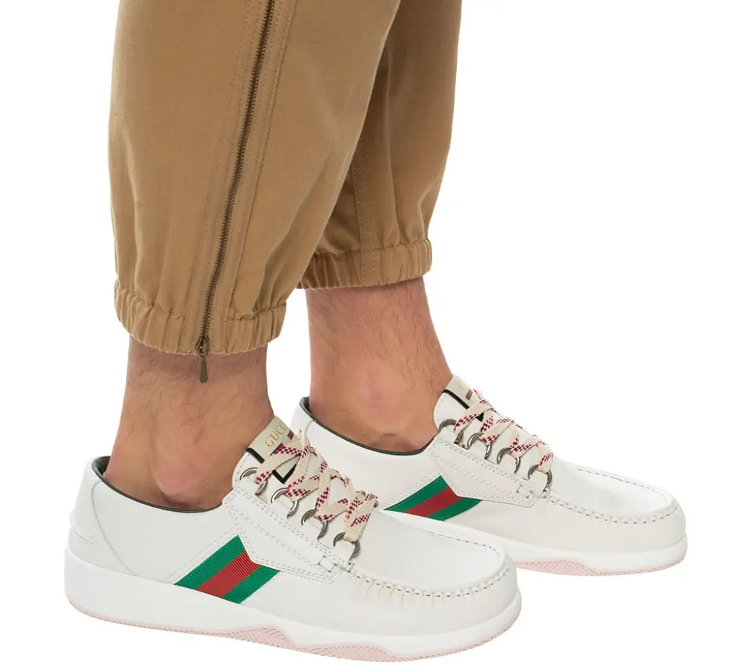 Alternative view of Giày Gucci Leather Web Lace Up Low 'White' 575399-D60D0-9070