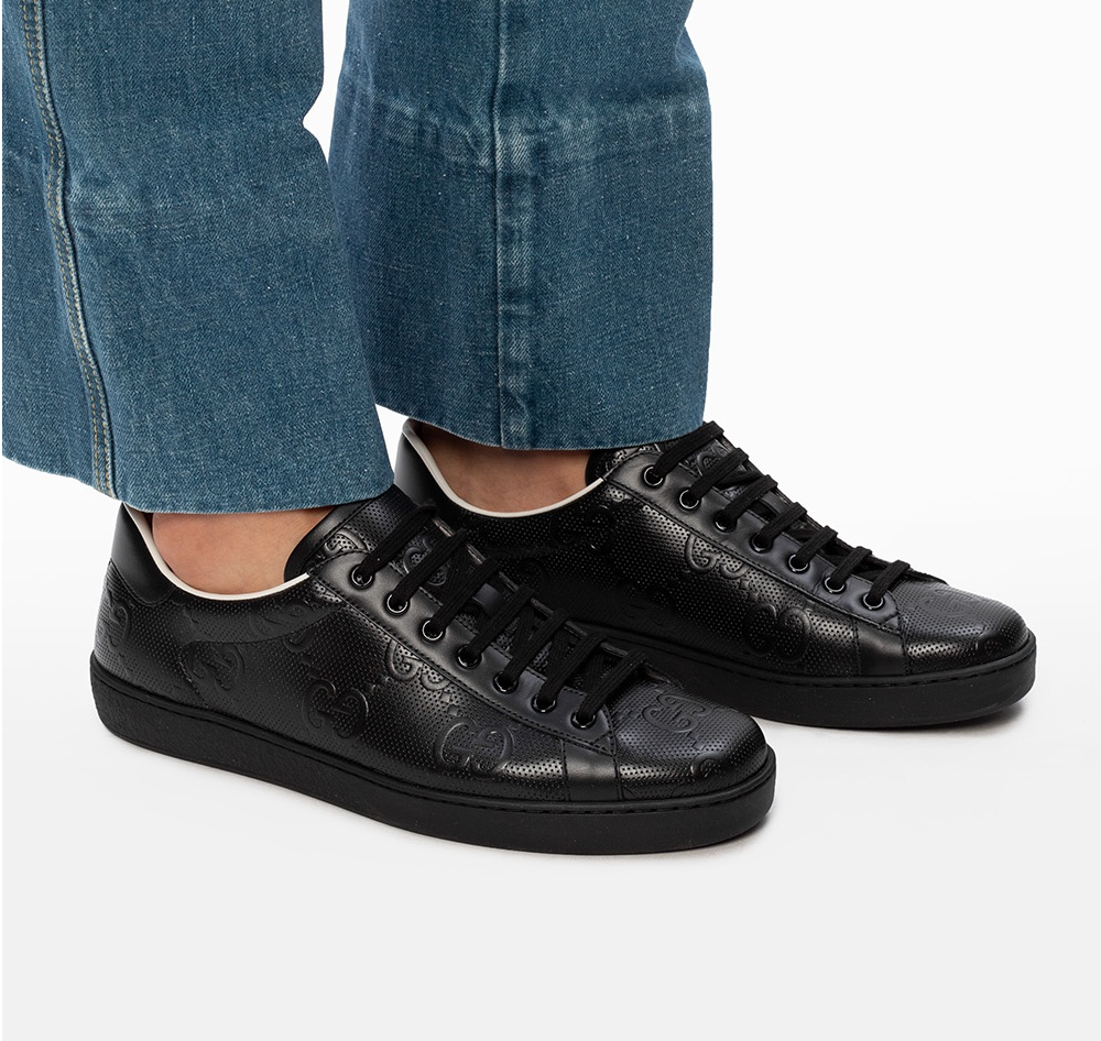 Giày Gucci Ace 'GG Embossed Black' 625787 1XK10 1000 - Ảnh 4