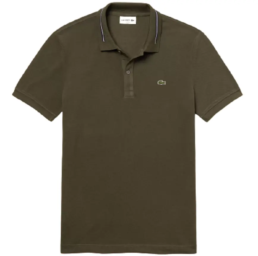 Áo Men's Lacoste Striped Accents Olive Polo Shirt PH8522-S7T