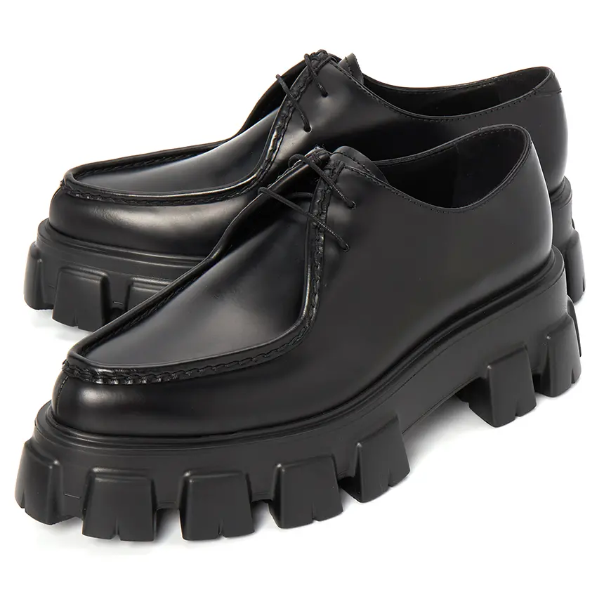 Giay Prada Monolith Brushed Lace-up 'Black' 2EE361-B4L-F0002
