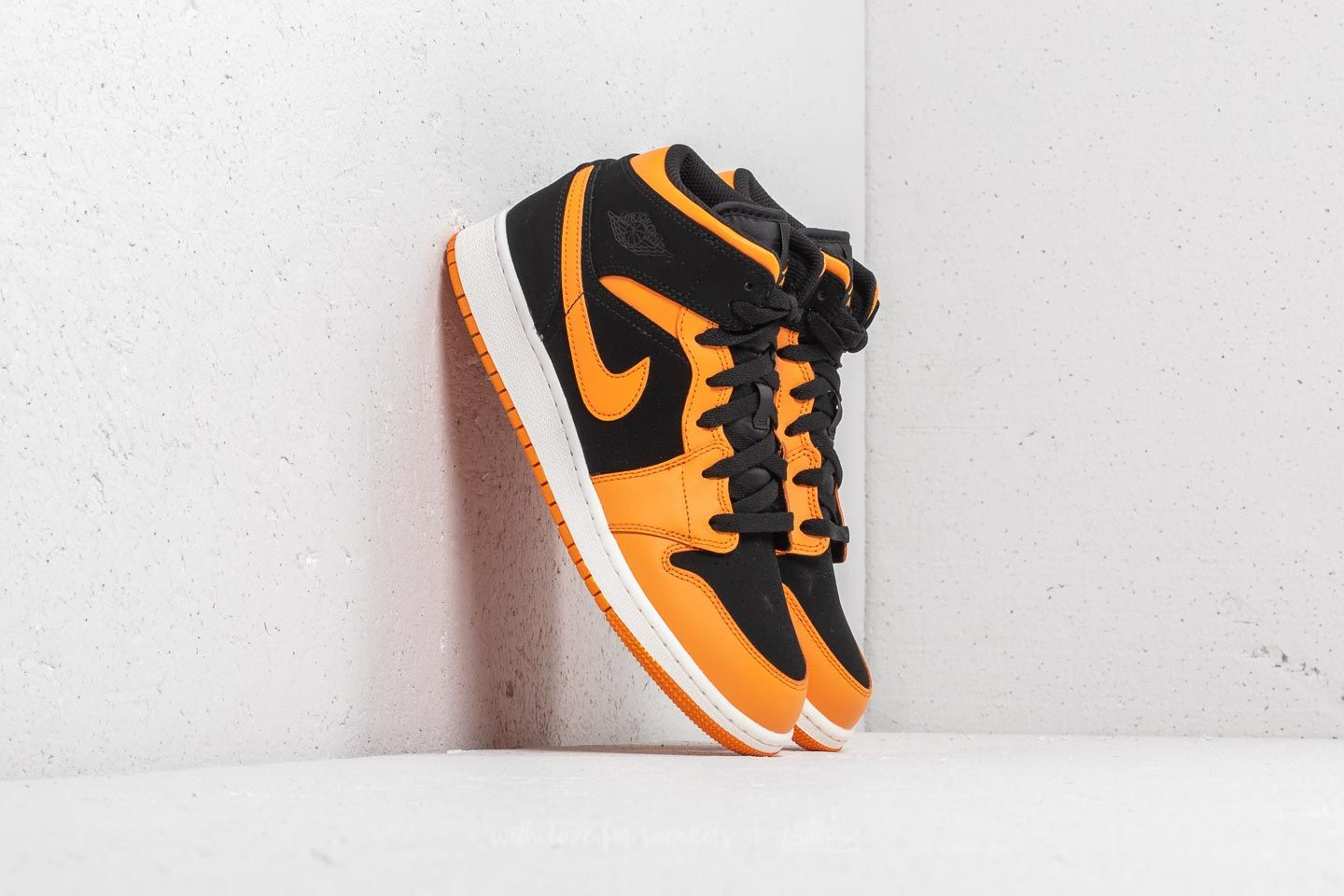 Giày Nike Air Jordan 1 Mid GS 'Black Orange' 554725-081 - Ảnh 4