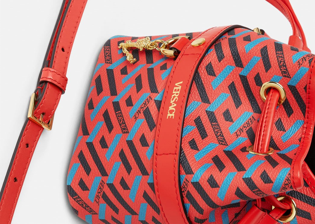 Túi Versace La Greca Signature Mini Bucket Blue Red 1001856-1A01444-5R08V - Ảnh 5