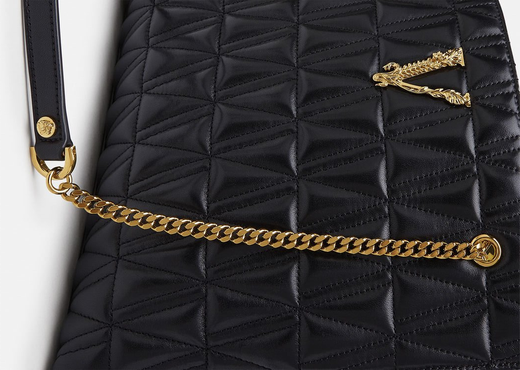 Túi Versace Virtus Quilted Leather Lagre Tote Black DBFI034-D3NTRT-DNMOV - Ảnh 5