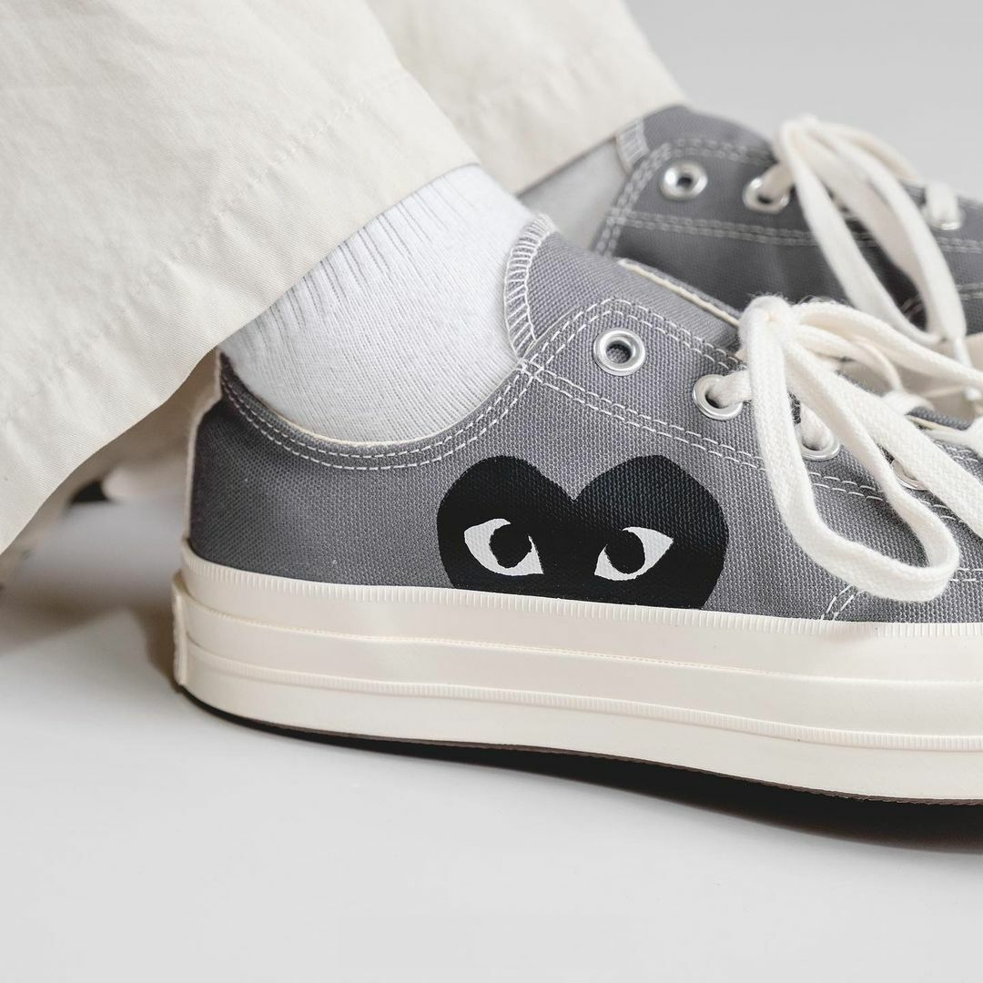 Giày Converse Comme des Garçons PLAY x Chuck 70 Low 'Steel Gray' 171849C - Ảnh 4