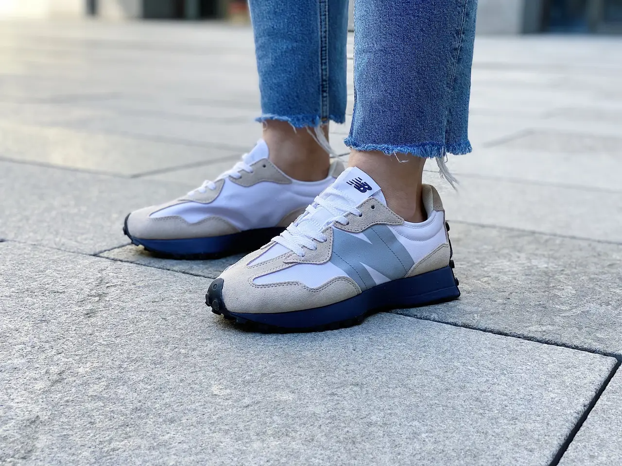 Giày New Balance 327 'White Navy' MS327CPC - Ảnh 4