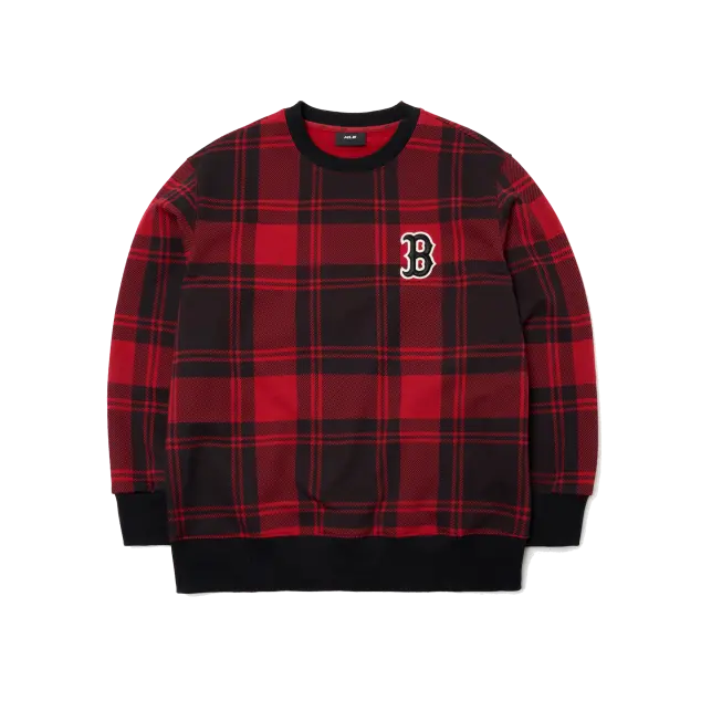 Áo MLB Check Front Overfit Sweatshirt Boston Red Sox 3AMTC2114-43RDD