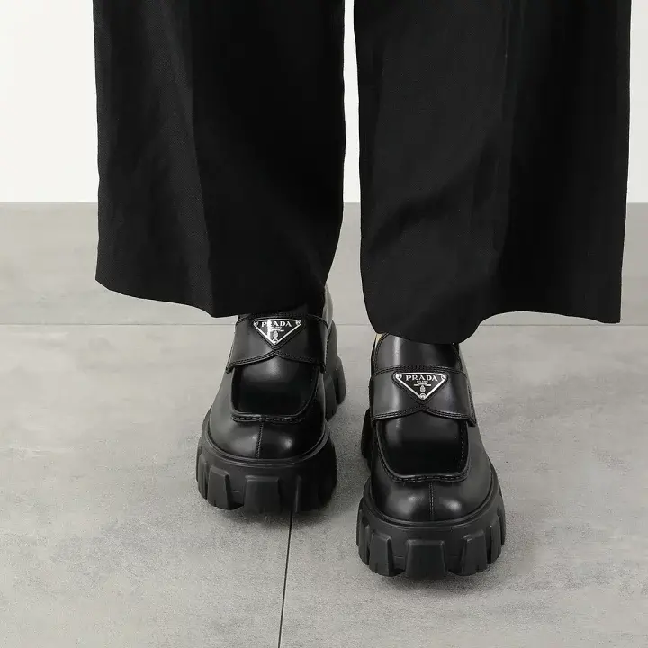 Giay Prada Brushed Leather Monolith Loafers 'Black' 1D649M-B4L-F0002