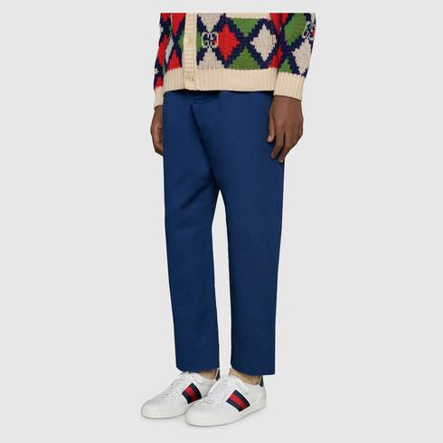 Alternative view of Giày Gucci Ace Leather 'White Blue' 386750-02JR0-9072
